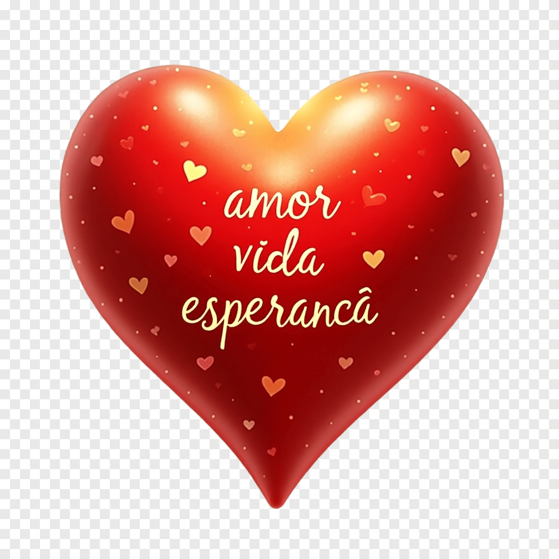 Coração em três palavrinhas: amor, vida e esperança em png